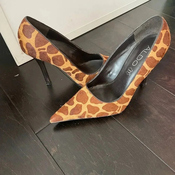 ALDO GIRAFFE PRINT PONY HAIR POINTED TOE STILETTOS SIZE 36/6 - Picture 8 of 12